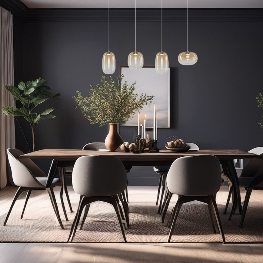 LED ljuskrona med textilsladd VASO LED/15W/230V guld/rökig