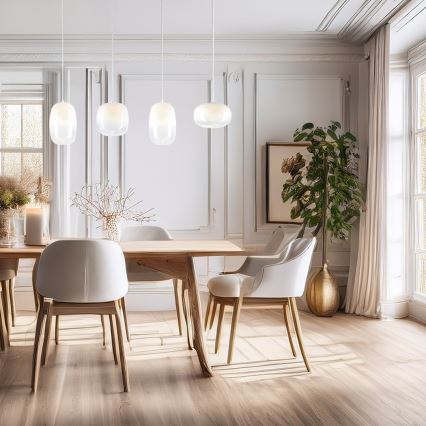 LED ljuskrona med textilsladd VASO LED/15W/230V vit