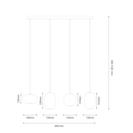 LED ljuskrona med textilsladd VASO LED/15W/230V vit