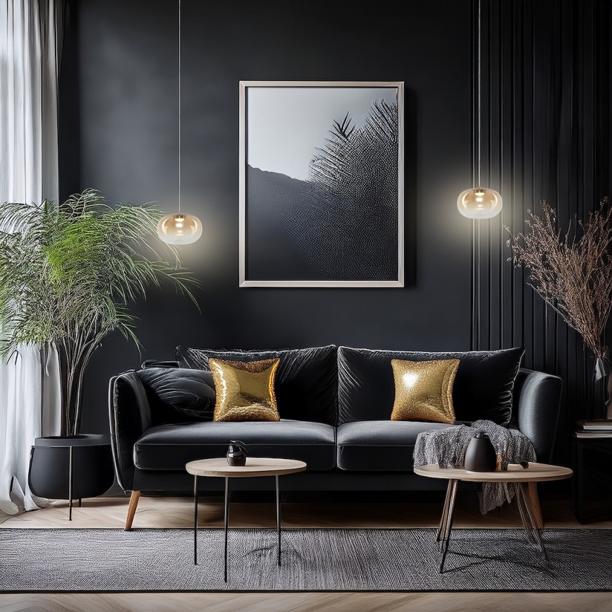 LED ljuskrona med textilsladd VASO LED/4W/230V diameter 18 cm guld/rökig