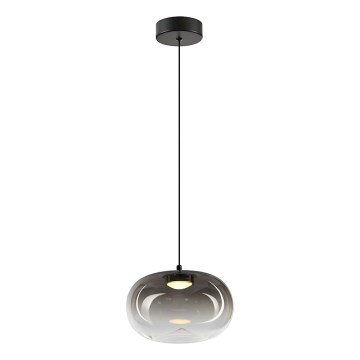 LED ljuskrona med textilsladd VASO LED/4W/230V diameter 18 cm svart/rökig