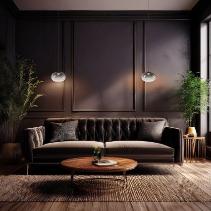 LED ljuskrona med textilsladd VASO LED/4W/230V diameter 18 cm svart/rökig