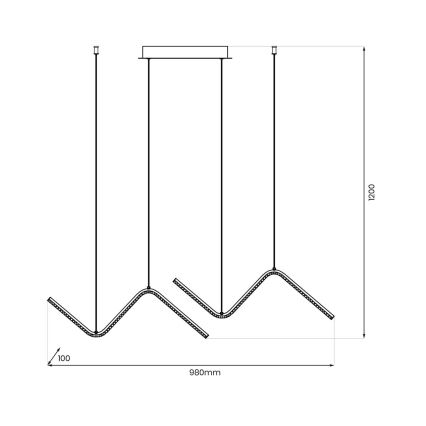 LED ljuskrona med textilsladd VERTE 2xLED/11W/230V svart