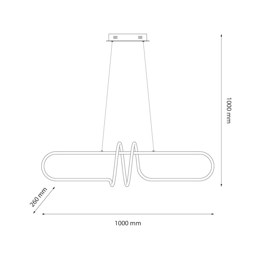 LED ljuskrona med textilsladd VERTIGO LED/54W/230V svart