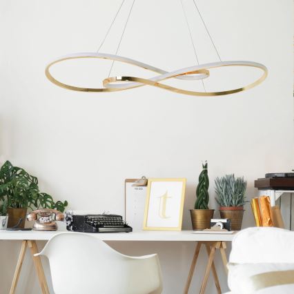 LED ljuskrona med textilsladd ZUMBA LED/50W/230V guld