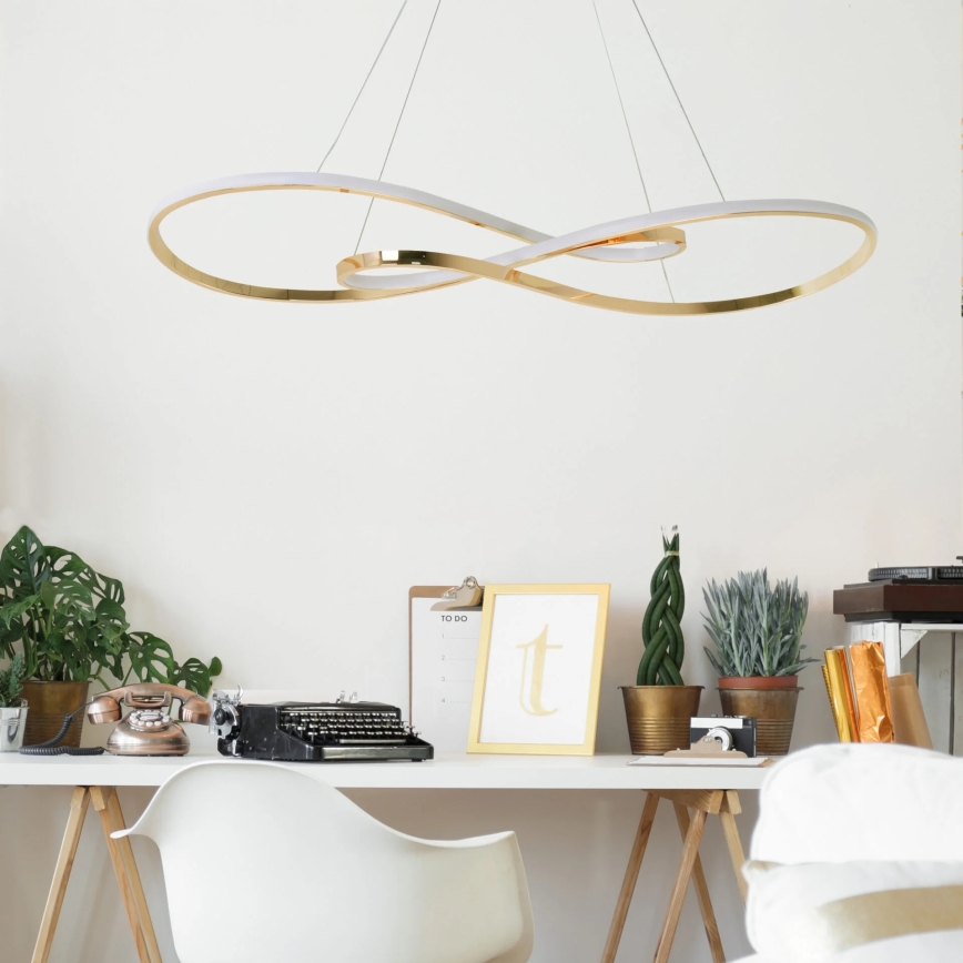 LED ljuskrona med textilsladd ZUMBA LED/50W/230V guld