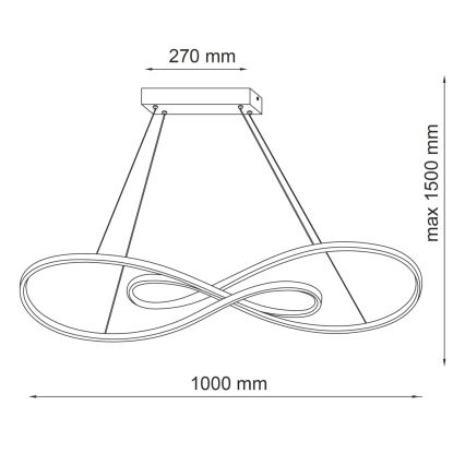 LED ljuskrona med textilsladd ZUMBA LED/50W/230V guld