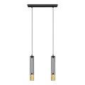 LED Ljuskrona med upphängningsrem BARS 2xGU10/4,8W/230V svart/gyllene