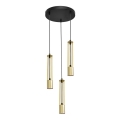 LED Ljuskrona med upphängningsrem BARS 3xGU10/4,8W/230V gyllene/svart
