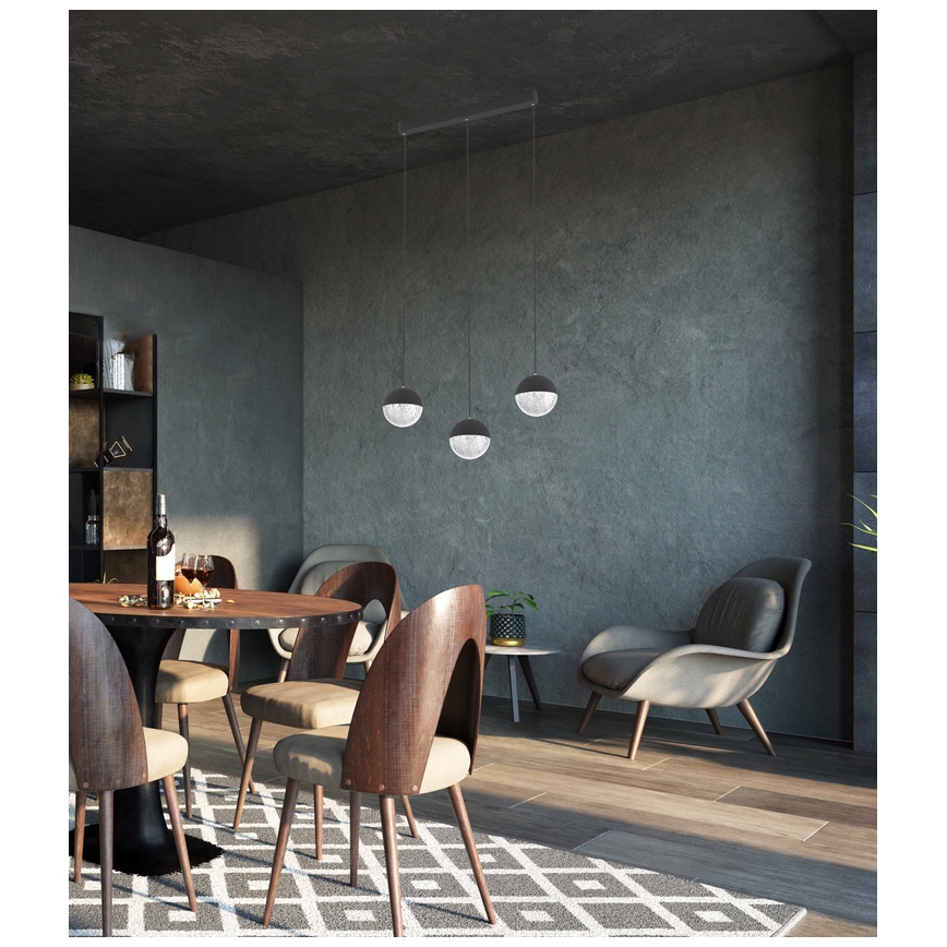 LED Ljuskrona med upphängningsrem  FURNI 3xLED/5W/230V svart 