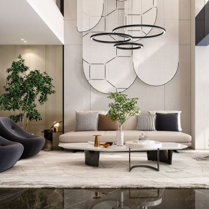 LED ljuskrona med upphängningsrem GALAXIA LED/85W/230V svart