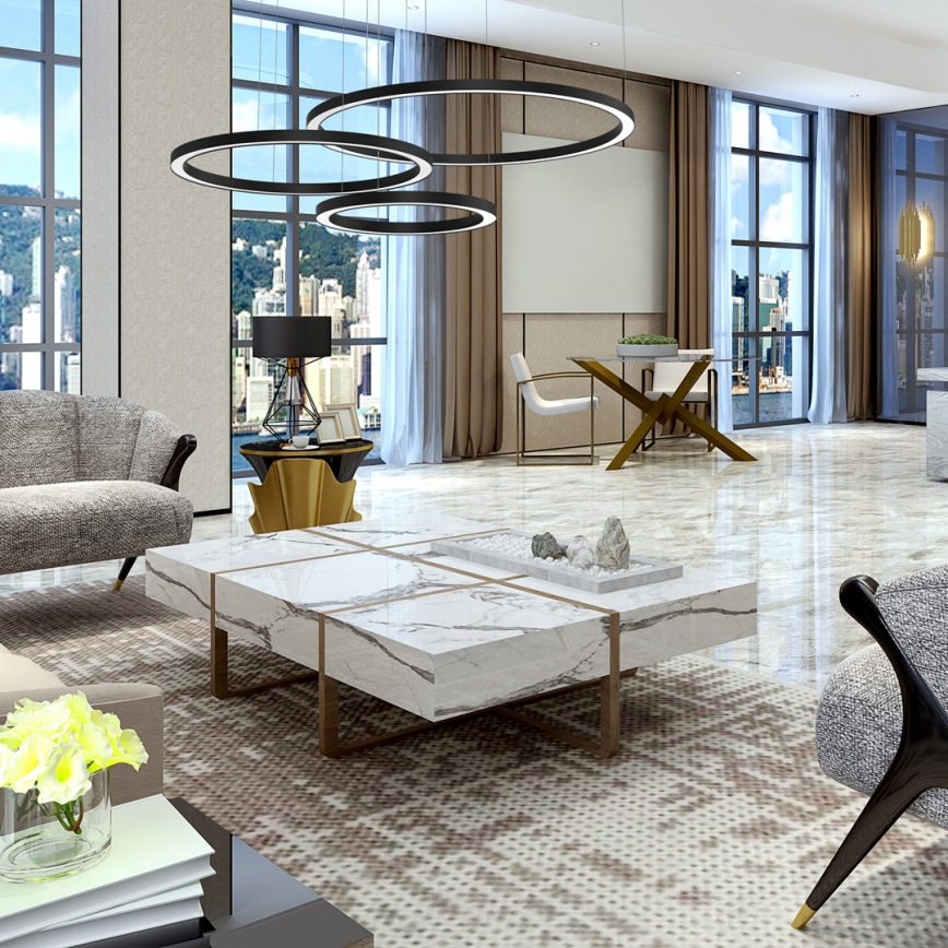 LED ljuskrona med upphängningsrem GALAXIA LED/85W/230V svart