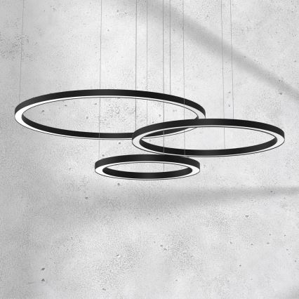 LED ljuskrona med upphängningsrem GALAXIA LED/85W/230V svart