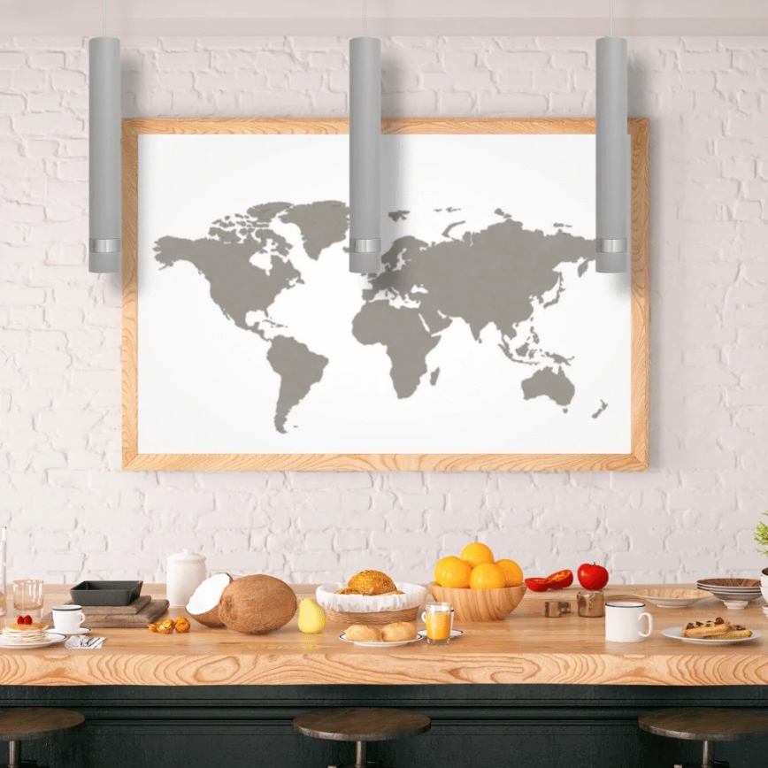 LED ljuskrona med upphängningsrem TUBA 1xGU10/4,8W/230V grå/skinande krom