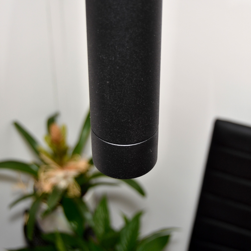 LED Ljuskrona med upphängningsrem TUBA 3xGU10/4,8W/230V svart