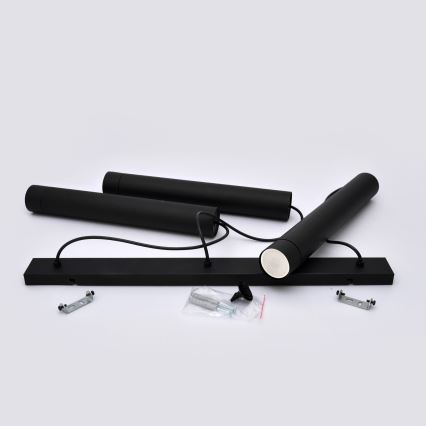 LED Ljuskrona med upphängningsrem TUBA 3xGU10/4,8W/230V svart