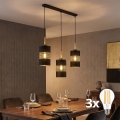 LED-ljuskrona med vajerupphängning BOGART 3xE27/15W/230V svart/guld