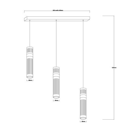 LED-ljuskrona på vajer AMBIENTE 3xLED/6W/230V 3000/4000/6000K guld