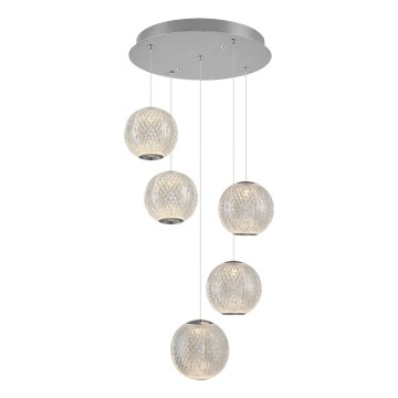 LED-ljuskrona på vajer CREMONA 5xLED/5W/230V 3000K matt krom