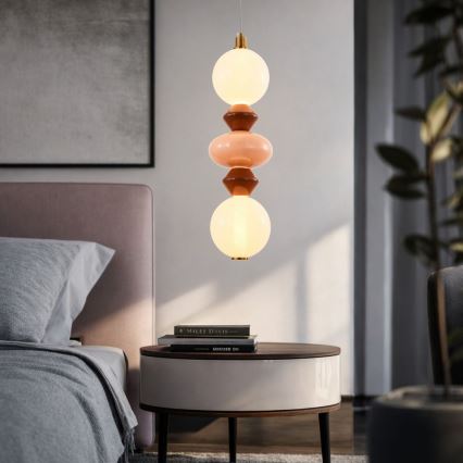 LED-ljuskrona på vajer FLORES LED/15W/230V guld/orange/brun