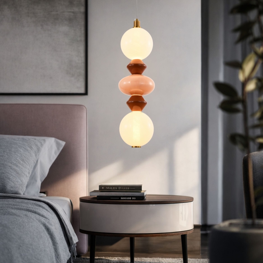 LED-ljuskrona på vajer FLORES LED/15W/230V guld/orange/brun