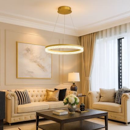 LED-ljuskrona på vajer GALA LED/25W/230V Ø 50 cm, guld