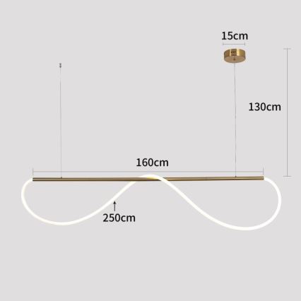 LED-ljuskrona på vajer MELECA LED/36W/230V 3000/4000/6000K 160 cm guldfärgad