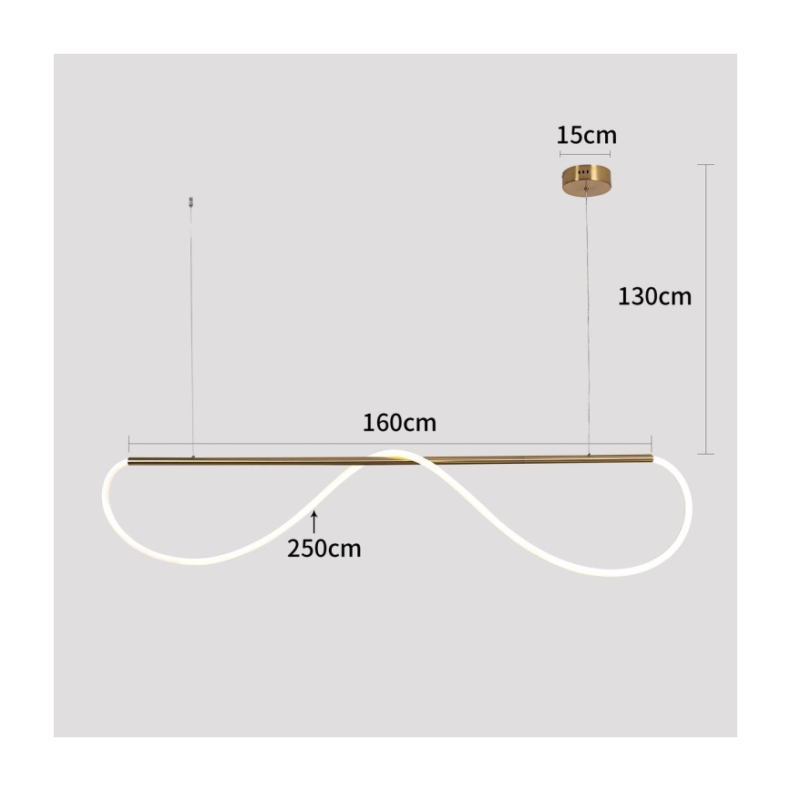 LED-ljuskrona på vajer MELECA LED/36W/230V 3000/4000/6000K 160 cm guldfärgad