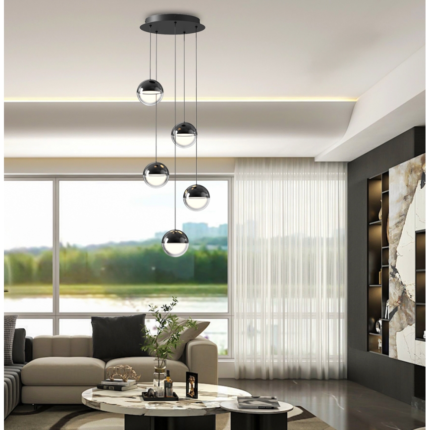 LED-ljuskrona på vajer ZIREA LED/30W/230V svart