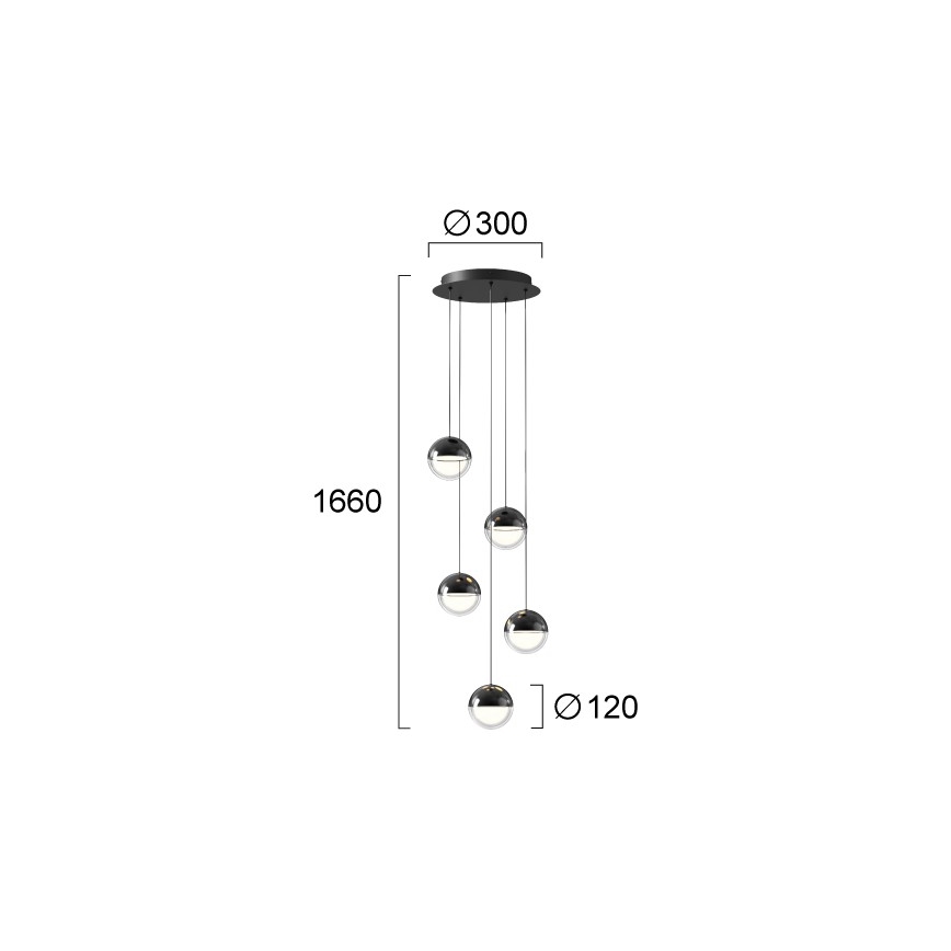 LED-ljuskrona på vajer ZIREA LED/30W/230V svart