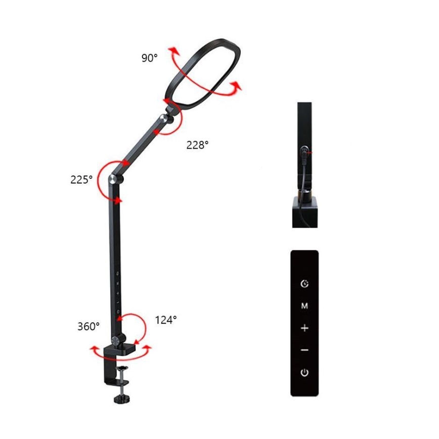 LED Ljusreglerad beröring flexibel bordslampa POINTIQ LED/15W/230V 3000-6500K CRI 96 svart