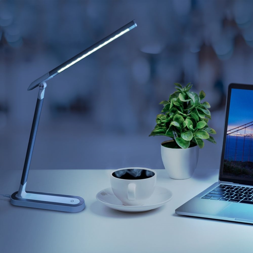 LED ljusreglerad bordslampa touch MADERA LED/7W/230V USB vit