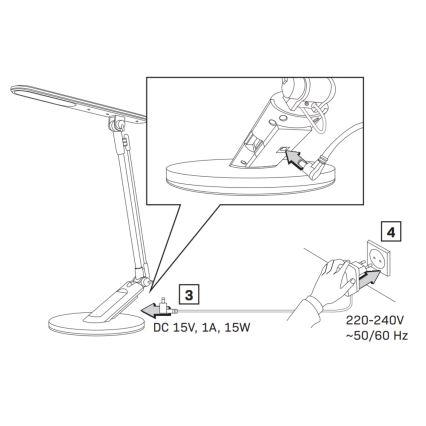 LED ljusreglerad bordslampa touch OPTIMUM LED/7W/230V USB 3000/4000/6000K silver