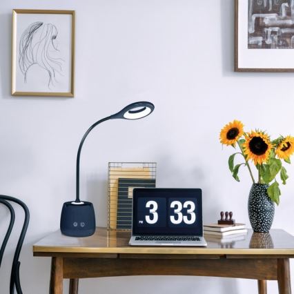 LED Ljusreglerad flexibel uppladdningsbar bordslampa LUSIA LED/5W/5V 3000/4000K 1200 mAh svart