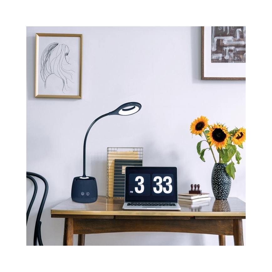 LED Ljusreglerad flexibel uppladdningsbar bordslampa LUSIA LED/5W/5V 3000/4000K 1200 mAh svart