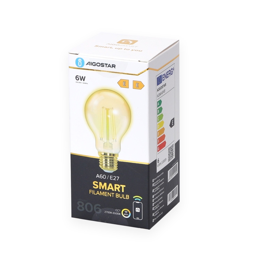 LED Ljusreglerad glödlampa A60 E27/6W/230V 2700-6500K Wi-Fi - Aigostar