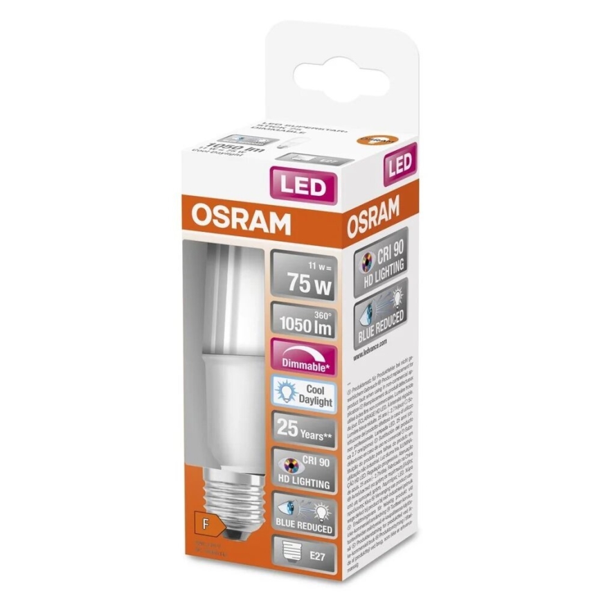 LED Ljusreglerad glödlampa E27/11W/230V 6500K CRI 90 - Osram