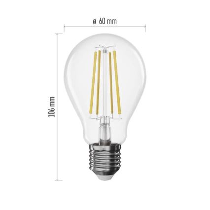 LED Ljusreglerad glödlampa FILAMENT A60 E27/7,5W/230V 4000K
