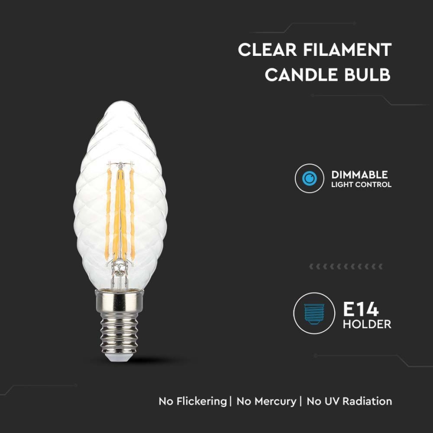 LED Ljusreglerad glödlampa FILAMENT E14/4W/230V 3000K