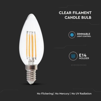 LED Ljusreglerad glödlampa FILAMENT E14/4W/230V 3000K