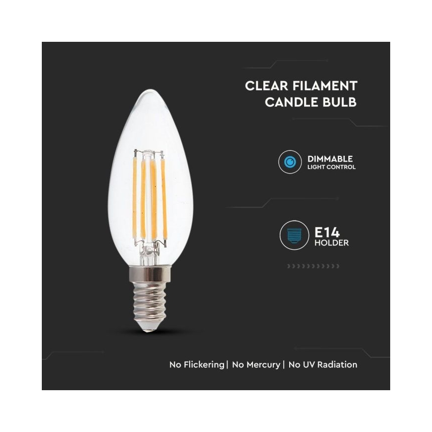 LED Ljusreglerad glödlampa FILAMENT E14/4W/230V 3000K