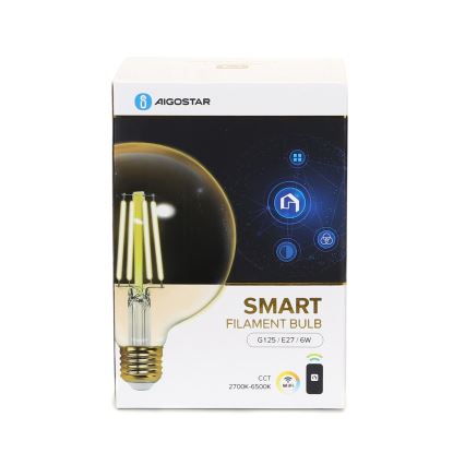 LED Ljusreglerad glödlampa FILAMENT G125 E27/6W/230V 2700-6500K Wi-Fi - Aigostar