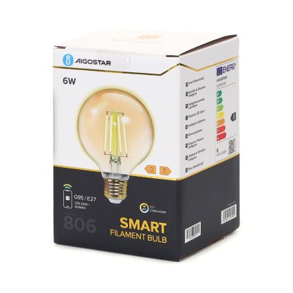 LED Ljusreglerad glödlampa FILAMENT G95 E27/6W/230V 2700-6500K Wi-Fi - Aigostar