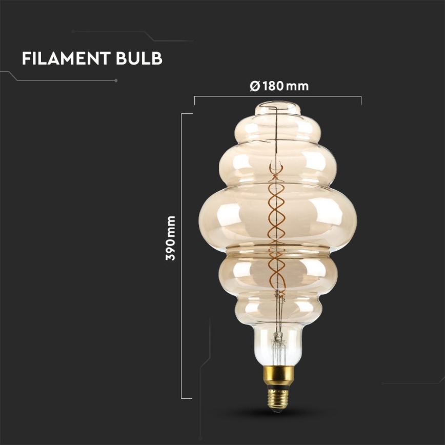 LED Ljusreglerad glödlampa FILAMENT S200 E27/8W/230V 1800K