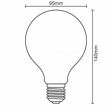 LED Ljusreglerad glödlampa FILAMENT VINTAGE G95 E27/12W/230V 2000K