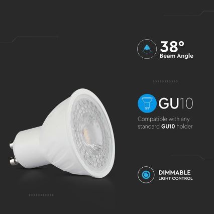 LED Ljusreglerad glödlampa GU10/6W/230V 6500K 38°