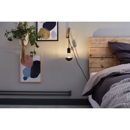 LED Ljusreglerad glödlampa med en mirror spherical cap GLOBE G95 E27/6,5W/230V 2700K svart - Paulmann 28676