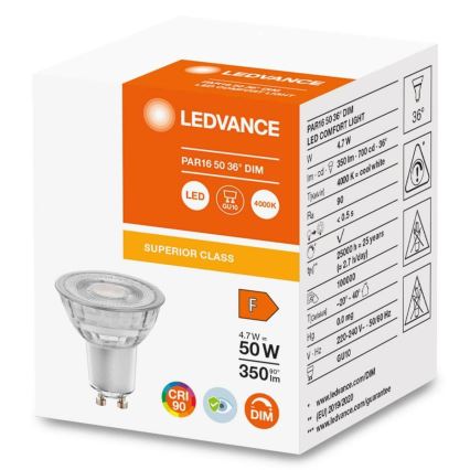 LED Ljusreglerad glödlampa PAR16 GU10/4,7W/230V 4000K 36° CRI 90 - Osram
