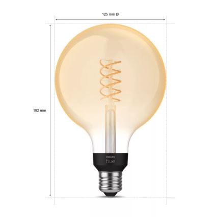 LED Ljusreglerad glödlampa Philips Hue WHITE FILAMENT G125 E27/7W/230V 2100K