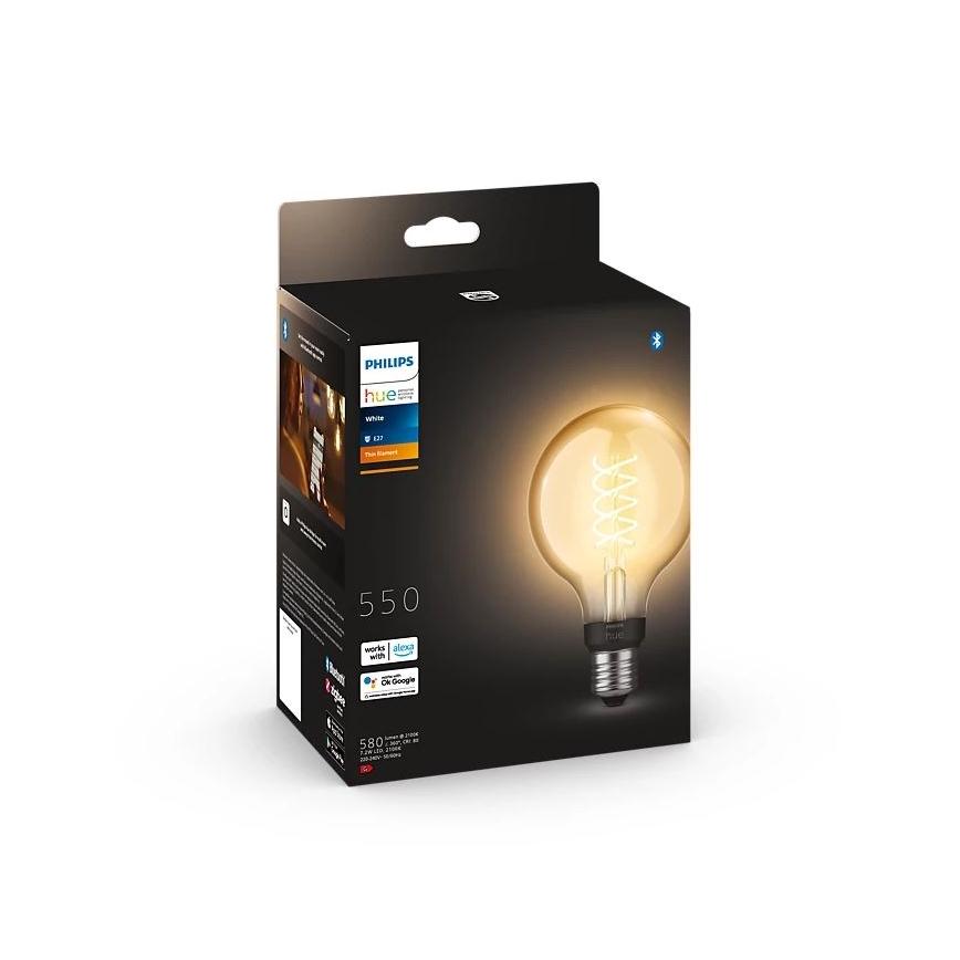 LED Ljusreglerad glödlampa Philips Hue WHITE FILAMENT G93 E27/7,2W/230V 2100K